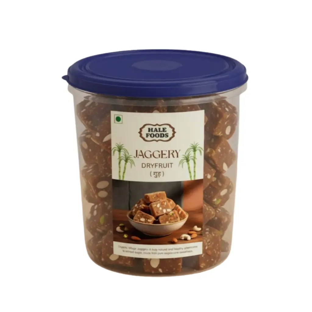 Hale Foods Dry Fruits Jaggery Cubes: 100% Organic, Village-Crafted Goodness ( 1Kg )